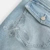 Düşük Bel Orta Yıkama Nakışlı Kelebek Bootcut Kot Pantolon