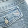 Düşük Bel Orta Yıkama Nakışlı Kelebek Bootcut Kot Pantolon