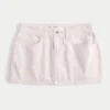 Düşük Bel Pembe Denim Mini Etek