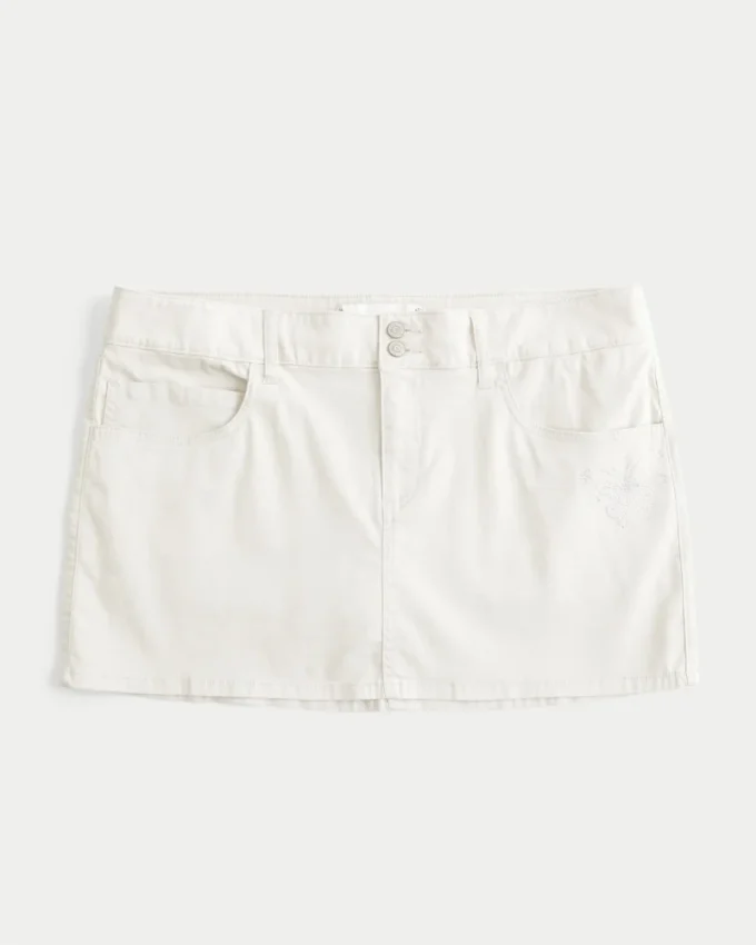 Düşük Bel Shine Butterfly Twill Mini Etek