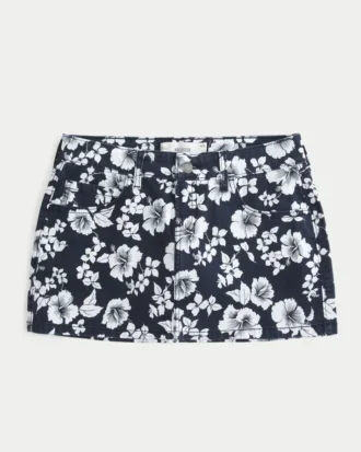 Düşük Bel Twill Mini Etek