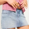 Düşük Bel Yıldız İşlemeli Denim Mini Etek