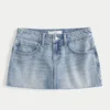 Düşük Bel Yıldız İşlemeli Denim Mini Etek