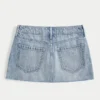 Düşük Bel Yıldız İşlemeli Denim Mini Etek