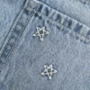Düşük Bel Yıldız İşlemeli Denim Mini Etek