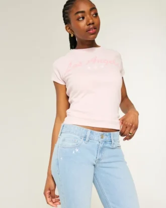 Düşük Bel Yıldız Nakışlı Bootcut Kot Pantolon Düşük Bel Yıldız Nakışlı Bootcut Kot Pantolon