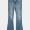 Düşük Bel Yırtık Orta Yıkama Bootcut Kot Pantolon Düşük Bel Yırtık Orta Yıkama Bootcut Kot Pantolon