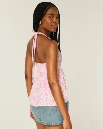 Dokuma Halter Babydoll Üst