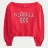 Easy Double Off-the-Shoulder Georgia Üniversitesi Grafikli Sweatshirt