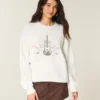 Easy New York Gitar Çivili Grafikli Crew Sweatshirt