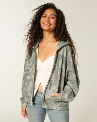 En Kolay Fermuarlı Kamuflaj Kapüşonlu Sweatshirt