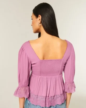Üç Çeyrek Kollu Babydoll Üst
