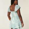 Flutter Sleeve Pinch Bust Mini Skort Elbise
