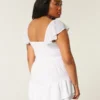 Flutter Sleeve Pinch Bust Mini Skort Elbise