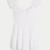 Flutter Sleeve Pinch Bust Mini Skort Elbise