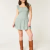 Flutter Sleeve Skort Elbise