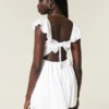 Flutter Sleeve V-Waist Mini Elbise