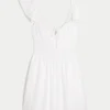 Flutter Sleeve V-Waist Mini Elbise