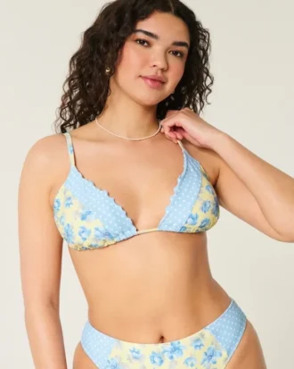 Fırfırlı Kenarlı Üçgen Bikini Üstü