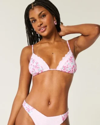 Fırfırlı Kenarlı Üçgen Bikini Üstü