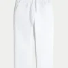 Geniş Keten Karışımlı Pull-On Pantolon