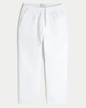 Geniş Keten Karışımlı Pull-On Pantolon