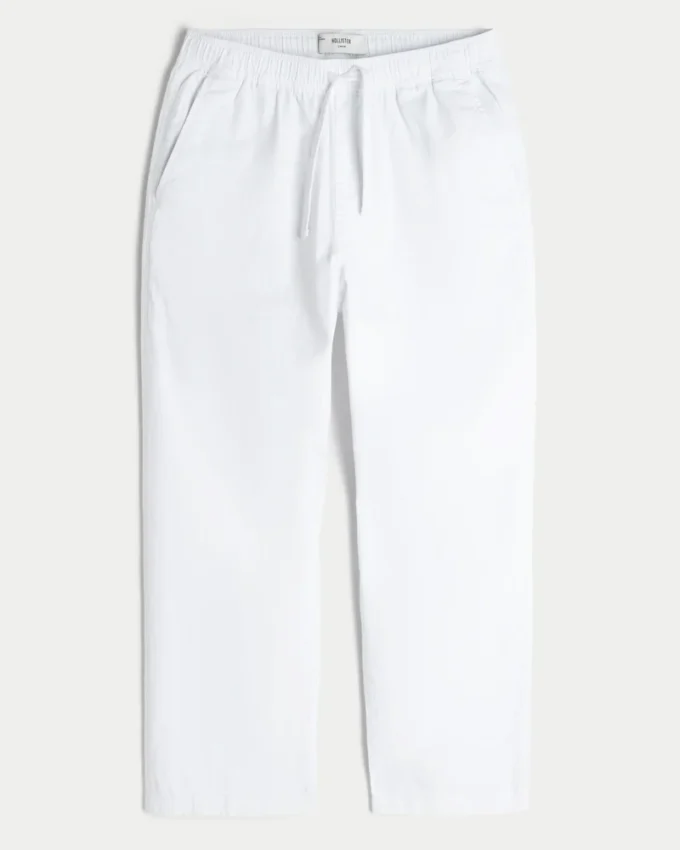 Geniş Keten Karışımlı Pull-On Pantolon