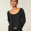 Gilly Hicks Always Cozy Waffle Uzun Kollu Scoop Top