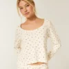 Gilly Hicks Always Cozy Waffle Uzun Kollu Scoop Top