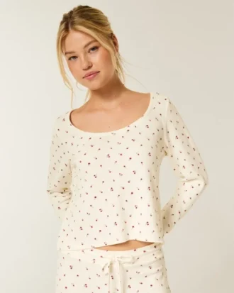 Gilly Hicks Always Cozy Waffle Uzun Kollu Scoop Top