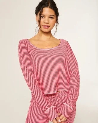 Gilly Hicks Always Cozy Waffle Uzun Kollu Scoop Top