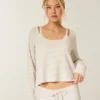 Gilly Hicks Always Cozy Waffle Uzun Kollu Scoop Top