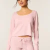 Gilly Hicks Always Cozy Waffle Uzun Kollu Scoop Top