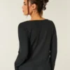 Gilly Hicks Always Cozy Waffle Uzun Kollu Scoop Top