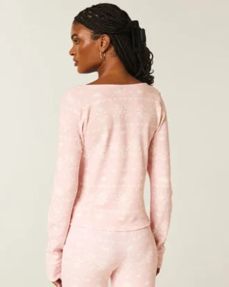Gilly Hicks Always Cozy Waffle Uzun Kollu Scoop Top