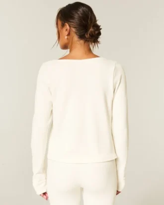 Gilly Hicks Always Cozy Waffle Uzun Kollu Scoop Top