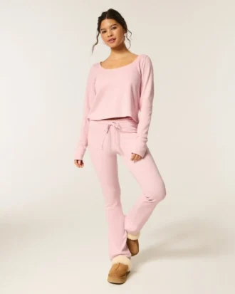 Gilly Hicks Always Cozy Waffle Uzun Kollu Scoop Top
