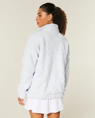 Gilly Hicks Fiyonk Nakışlı Sherpa Çeyrek Fermuarlı Sweatshirt