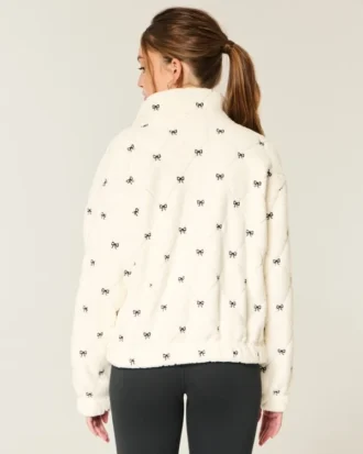 Gilly Hicks Nakışlı Sherpa Fermuarlı Sweatshirt