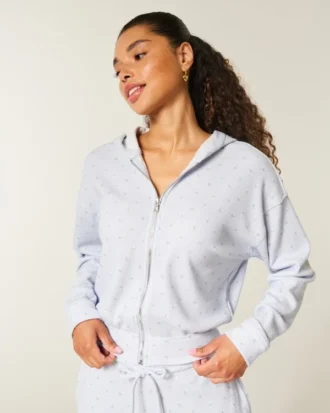 Gilly Hicks Rahat Fermuarlı Waffle Kapüşonlu Sweatshirt Gilly Hicks Rahat Fermuarlı Waffle Kapüşonlu Sweatshirt