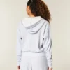 Gilly Hicks Rahat Fermuarlı Waffle Kapüşonlu Sweatshirt