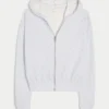 Gilly Hicks Rahat Fermuarlı Waffle Kapüşonlu Sweatshirt
