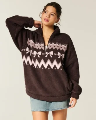 Gilly Hicks Sherpa Çeyrek Fermuarlı Sweatshirt