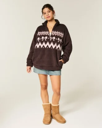 Gilly Hicks Sherpa Çeyrek Fermuarlı Sweatshirt