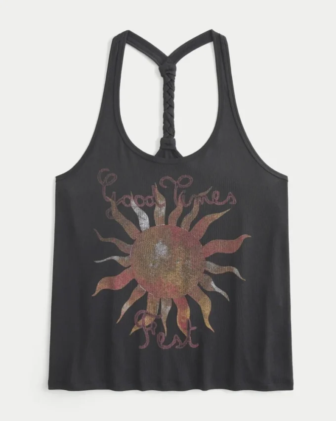 Good Times Fest Grafik Örgülü Racerback Tank Good Times Fest Grafik Örgülü Racerback Tank