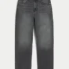 Gri Kalp Desenli Bol Kesim Kot Pantolon
