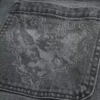 Gri Kalp Desenli Bol Kesim Kot Pantolon