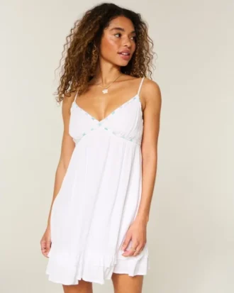 Halat Süslemeli Babydoll Mini Elbise