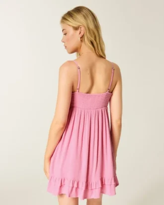Halat Süslemeli Babydoll Mini Elbise