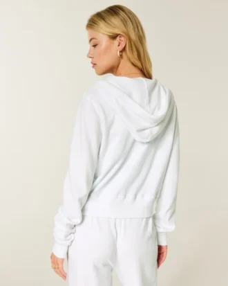 Havlu Kumaş Fermuarlı Kapüşonlu Sweatshirt Havlu Kumaş Fermuarlı Kapüşonlu Sweatshirt